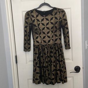 TopShop skater dress with gold sparkle geometric design